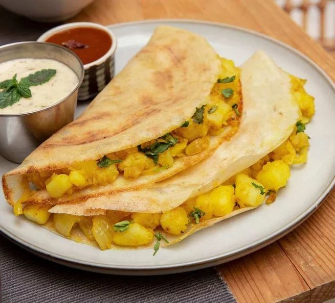 Authentic South Indian dosa served at Southern Spices in Winnipeg, MB
